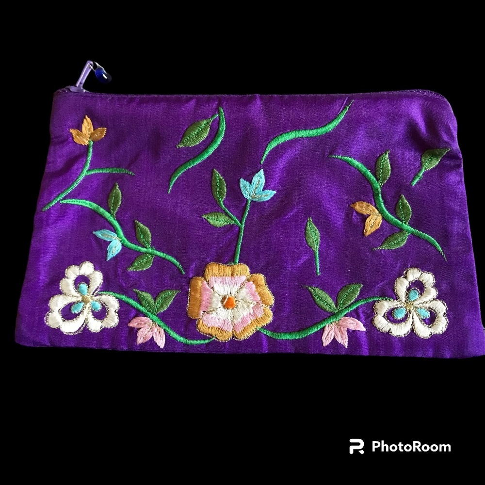 Purple Floral Silk Bag